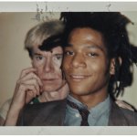 A Polaroid photograph of Andy Warhol and Jean-Michel Basquiat.