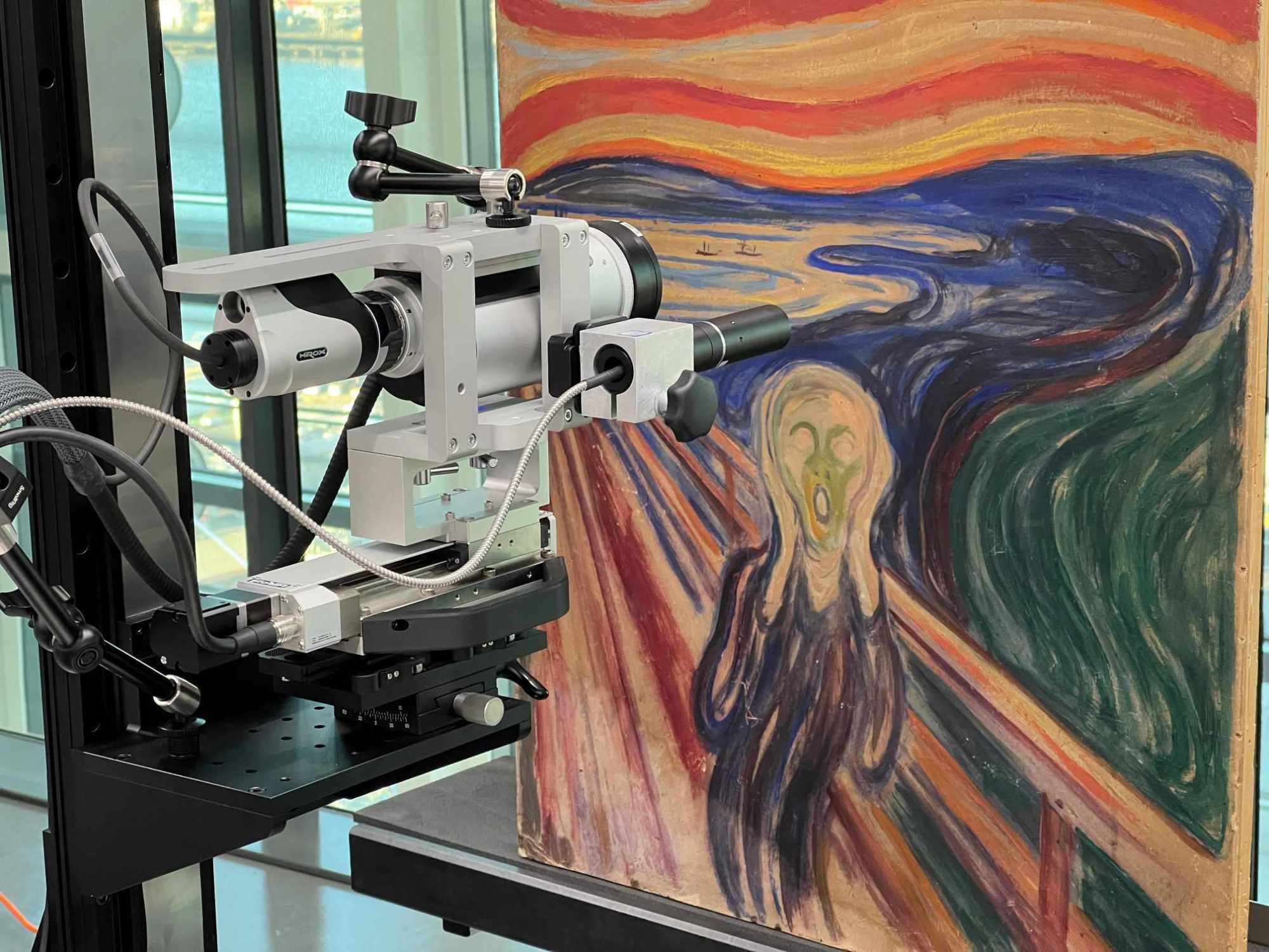 A camera scans Edvard Munch's "The Scream" at the MUNCH Museum in Oslo, Norway.