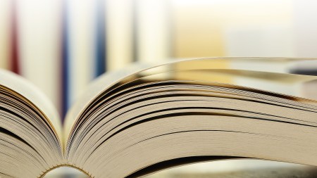 Composition with books on table