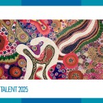 An abstract painting of multicolored amorphous shapes.