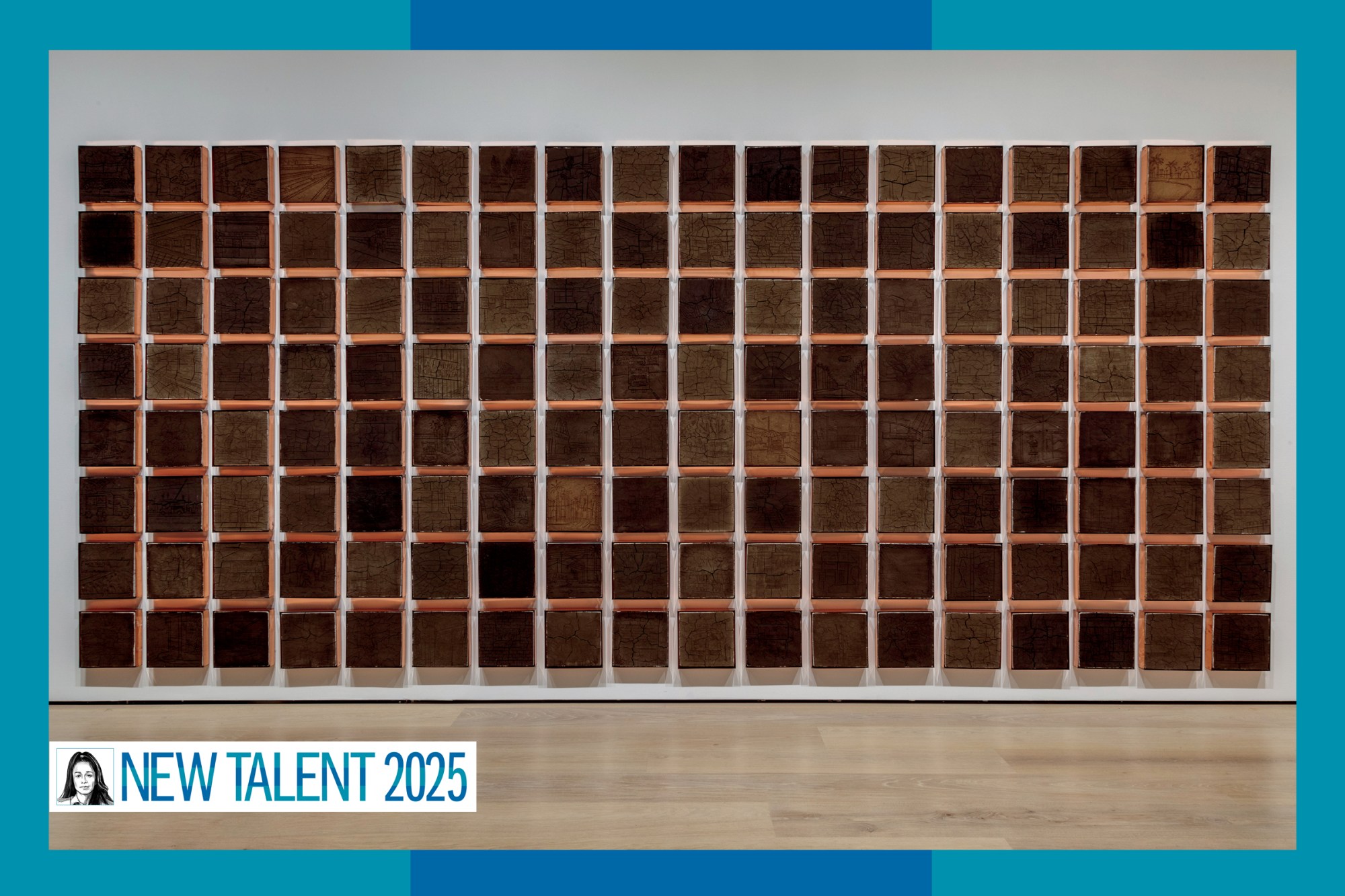 A grid of baked brown bricks on a wall.