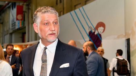 TURIN, ITALY - MAY 15: Alessandro Giuli Minister of Culture visit the stands of the Turin Book Fair during the Turin Book Fair 2025 at Centro Congressi Lingotto on May 15, 2025 in Turin, Italy. (Photo by Stefano Guidi/Getty Images)