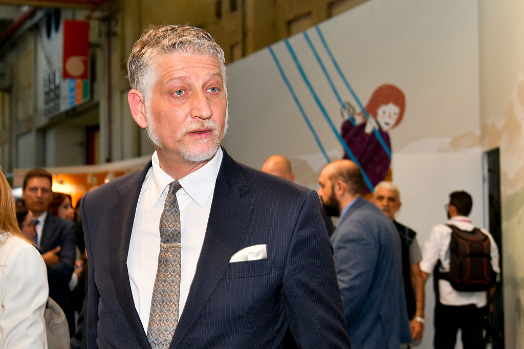 TURIN, ITALY - MAY 15: Alessandro Giuli Minister of Culture visit the stands of the Turin Book Fair during the Turin Book Fair 2025 at Centro Congressi Lingotto on May 15, 2025 in Turin, Italy. (Photo by Stefano Guidi/Getty Images)