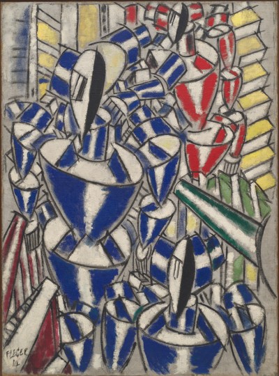 Fernand Léger, Exit the Ballets Russes, 1914, oil on canvas, 53 3/4 x 39 1/2 inches.