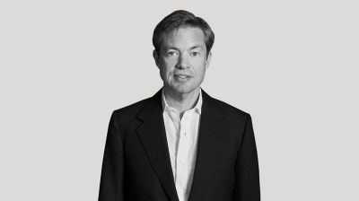 Black-and-white portrait of a middle-aged white man