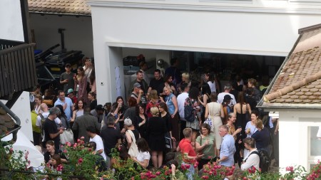 The buzzy courtyard Basel Social Club.
