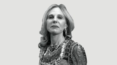 Black-and-white portrait of a middle aged white woman