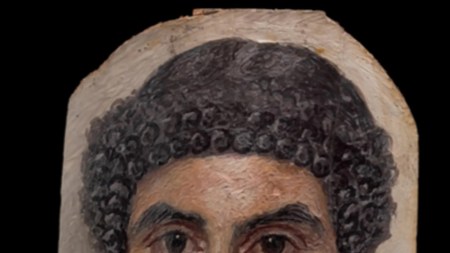 A Fayum portrait confiscated by authorities as part of a criminal investigation into antiquities trafficking.
