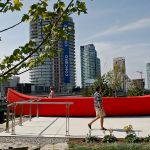 Douglas Coupland's public art installation Tom Thomson’s Canoe (2008) prior to the suspected arson.