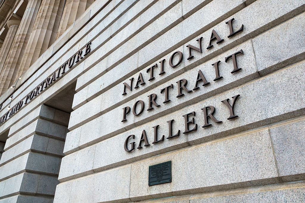 The facade of a building with text reading 'National Portrait Gallery.'