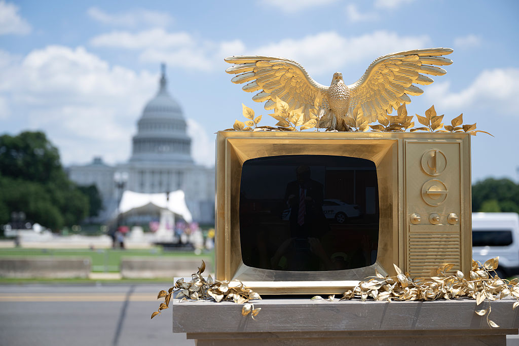 WASHINGTON, DC - JUNE 26:  
A new anti-President Trump statue is placed on the Natonal Mall in Washington, DC on June 26, 2025. (Photo by Marvin Joseph/The Washington Post via Getty Images)