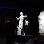 Marble statues are displayed at the new temporary exhibition «The countless aspects of Beauty» on May 27, 2018 at the National Archaeological Museum in Athens. - The exhibition, which opened for public this weekend features 340  antiquities  from the collections of the National Archaeological Museum  combined with digital applications and a perfume called "Aphrodite's rose", made by the Korres brand of Greek natural cosmetics inspired by the fragrances worn in antiquity. (Photo by LOUISA GOULIAMAKI / AFP)        (Photo credit should read LOUISA GOULIAMAKI/AFP via Getty Images)