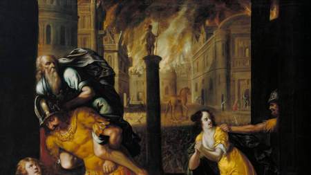 Henry Gibbs' "Aeneas and his Family Fleeing Burning Troy" (1654). Courtesy of the Tate