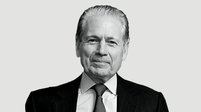 Black-and-white portrait of an older white man
