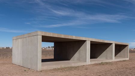 UNITED STATES - MARCH 22:  Untitled box-like art, sometimes called Judd cubes, by Minimalist artist Donald Judd, though he detested the minimalist description, on the grounds of the Chinati Foundation, or La Fundacion Chinati, a contemporary art museum in Marfa, a surprisingly sophisticated town in the Texas high desert (Photo by Carol M. Highsmith/Buyenlarge/Getty Images)