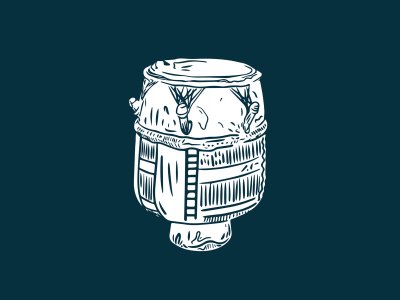 An illustration of a sacred drum on a navy background.