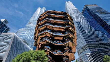NEW YORK, NEW YORK - JULY 13: A view from inside the "Vessel" in Hudson Yards in Manhattan on July 13, 2022 in New York City. The "Vessel" was completed on 2019 by architect Thomas Heatherwick. (Photo by Roy Rochlin/Getty Images)