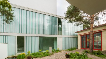 Exterior of a former gas station in Berlin.
