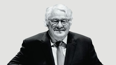 Black-and-white portrait of an older white man
