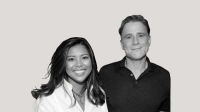black-and-white portrait of Jen Rubio and Stewart Butterfield