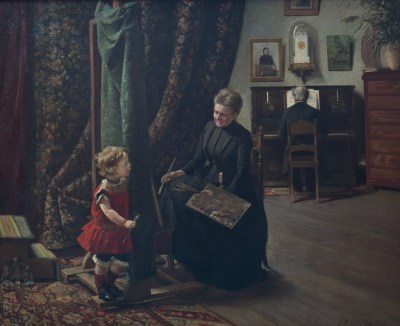 Emilie Mundt, Malerinde og Barn i Atelieret (Painter and Child in the Studio), 1893