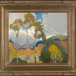 Victor Higgins, Aspens, c. 1932, oil on canvas, 12 x 14 in. Collection of Harwood Museum of Art.