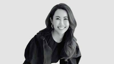 Black-and-white portrait of a young Asian woman