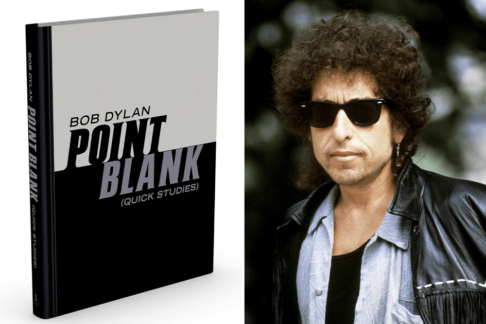 A Book with text that reads "Bob Dylan Point Black Quick Studies" and a photograph of a man with sunglasses and a large afro.