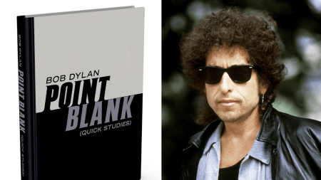 A Book with text that reads "Bob Dylan Point Black Quick Studies" and a photograph of a man with sunglasses and a large afro.